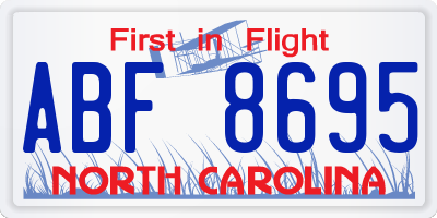 NC license plate ABF8695