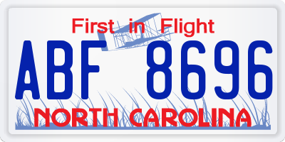 NC license plate ABF8696