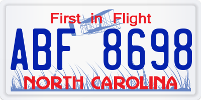 NC license plate ABF8698