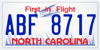 NC license plate ABF8717