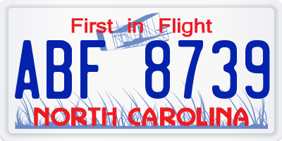 NC license plate ABF8739