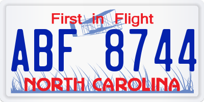 NC license plate ABF8744