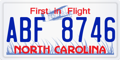 NC license plate ABF8746