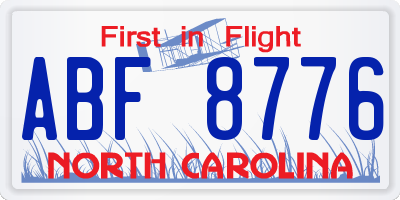 NC license plate ABF8776