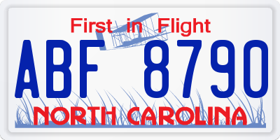 NC license plate ABF8790