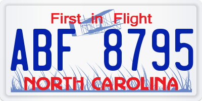 NC license plate ABF8795