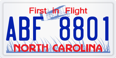 NC license plate ABF8801