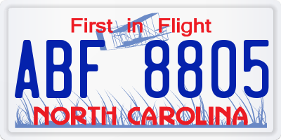 NC license plate ABF8805