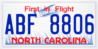 NC license plate ABF8806