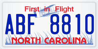 NC license plate ABF8810