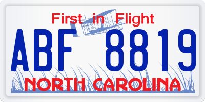 NC license plate ABF8819