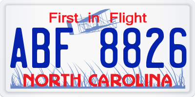 NC license plate ABF8826