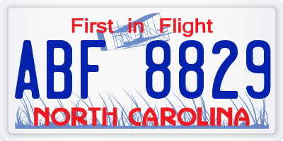 NC license plate ABF8829