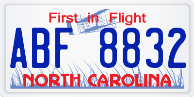 NC license plate ABF8832
