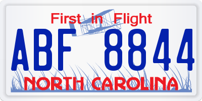 NC license plate ABF8844