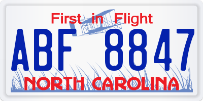 NC license plate ABF8847