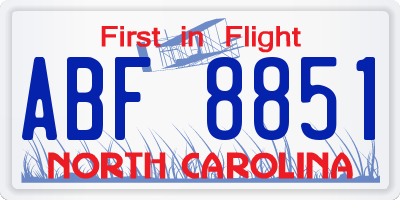 NC license plate ABF8851