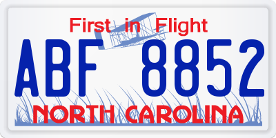 NC license plate ABF8852