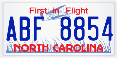 NC license plate ABF8854