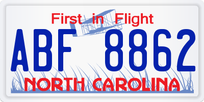 NC license plate ABF8862