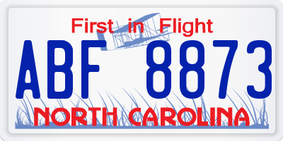 NC license plate ABF8873