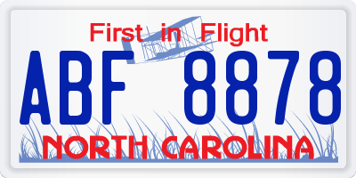 NC license plate ABF8878