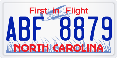 NC license plate ABF8879