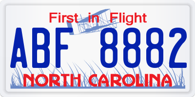 NC license plate ABF8882