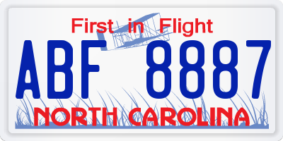 NC license plate ABF8887