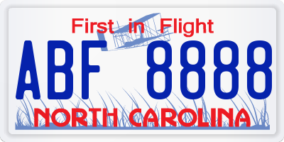 NC license plate ABF8888