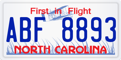 NC license plate ABF8893