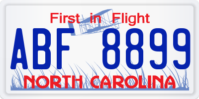 NC license plate ABF8899