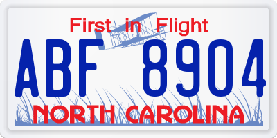 NC license plate ABF8904