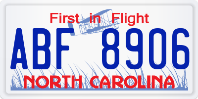 NC license plate ABF8906