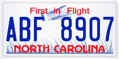 NC license plate ABF8907