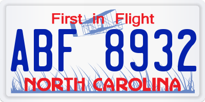 NC license plate ABF8932