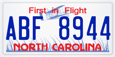 NC license plate ABF8944
