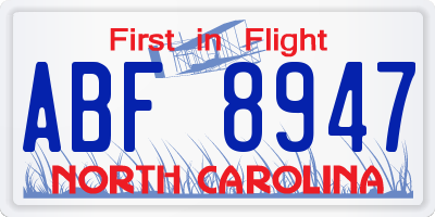 NC license plate ABF8947