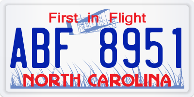 NC license plate ABF8951