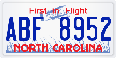 NC license plate ABF8952