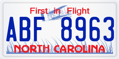 NC license plate ABF8963