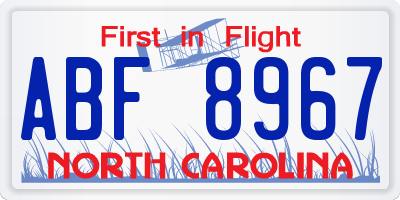 NC license plate ABF8967