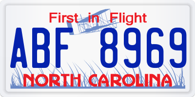 NC license plate ABF8969