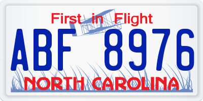 NC license plate ABF8976