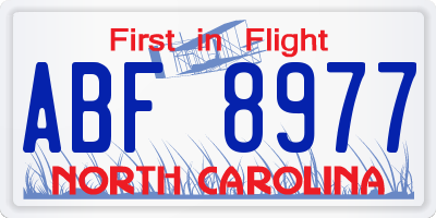 NC license plate ABF8977