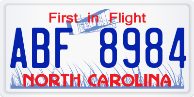 NC license plate ABF8984