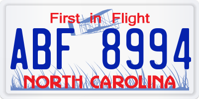 NC license plate ABF8994