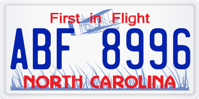 NC license plate ABF8996