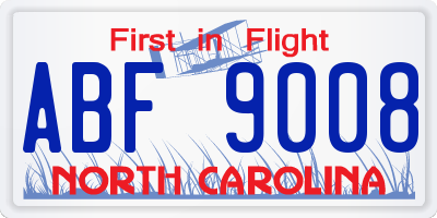 NC license plate ABF9008