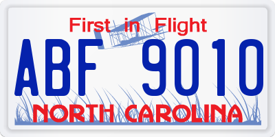 NC license plate ABF9010